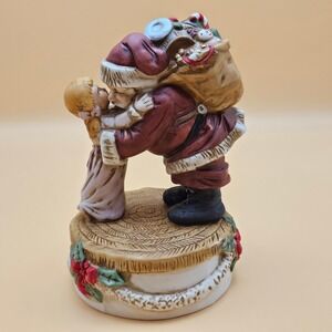 Enesco Musical Santa Girl Christmas Figurine 1983‎ Vintage Collectible